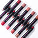 Set of Matte Lipstick pencils with various shades on a white background