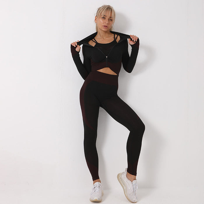 3PCS Yoga Set Seamless Sport Set Women Gym Clothing Leggings Women